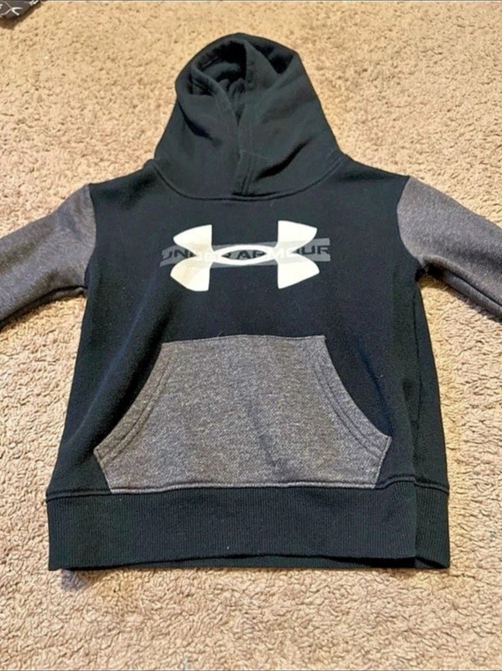 Under Armour Big Logo Fleece Hoodie Black & Gray Size Medium